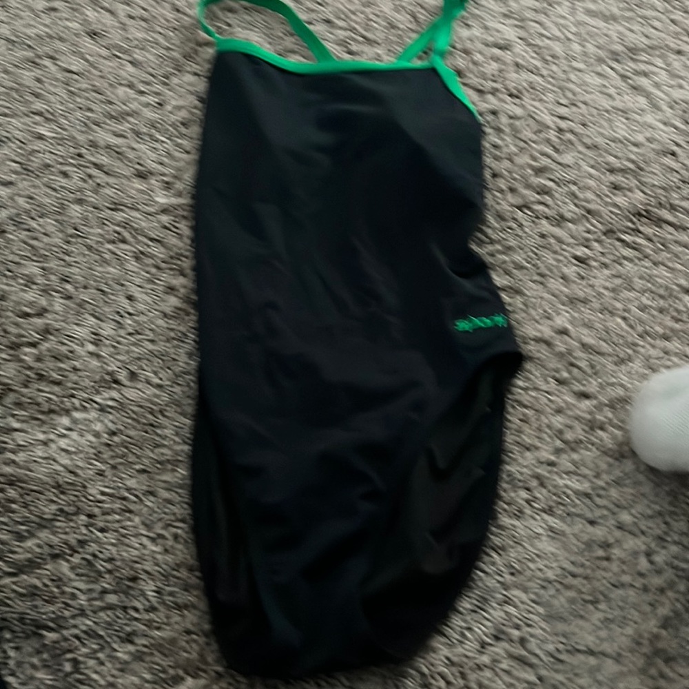 Green and Black One Piece Swimsuit